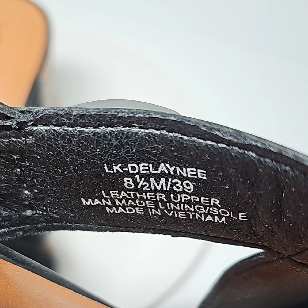 Lucky Brand Delaynee Black Leather Platform Wedge Sandals 8.5 NWOT Boho Resort
